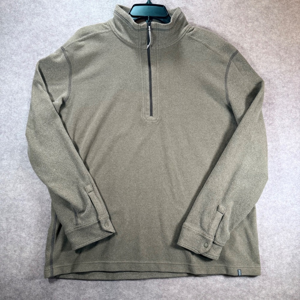 Stio‎ Fleece Pullover XL Olive Green Quarter Zip Snap Cuff Outdoor Mens 123456
